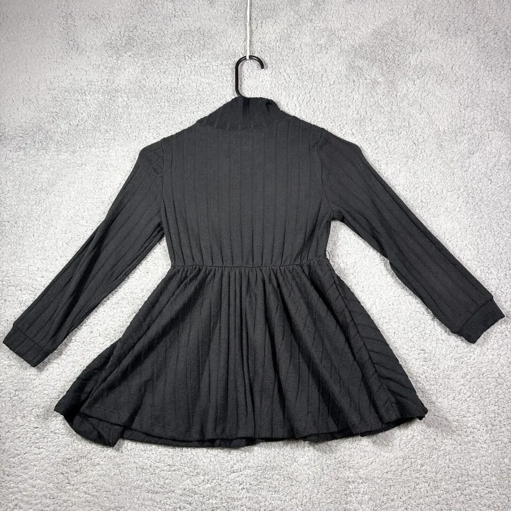 Patpat Ribbed Dress Girls 8-9 Y Black Polyester Blend Long Sleeve Mock‎ Neck NWT